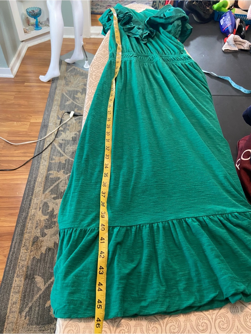 Nation LTD Aria Emerald Green Ruffle V-Neck Midi Dress XSmall XS - Picture 5 of 16